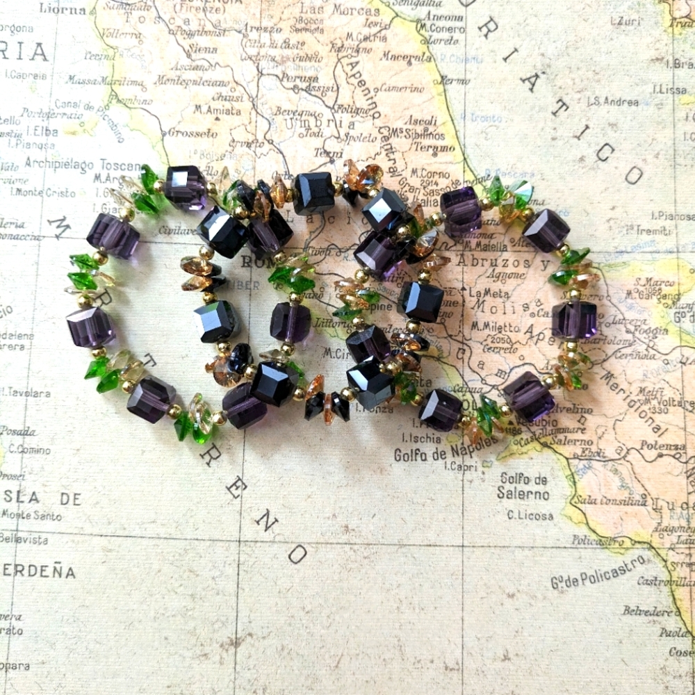Set of 3 Crystal Bead Stretch Bracelets